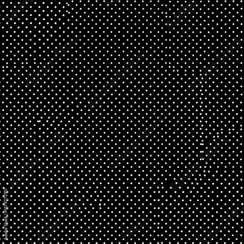 Dense Black Background with Tiny White Polka Dots, Repeating Pattern, Texture.