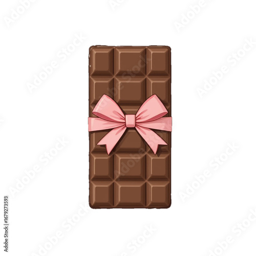 Vector illustration of chocolate tied with pink ribbon