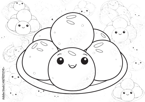 Delightful Kulfi Dessert Cartoon Illustration for Coloring Books