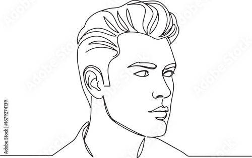 Elegant minimalist line drawing of a confident stylish man portr