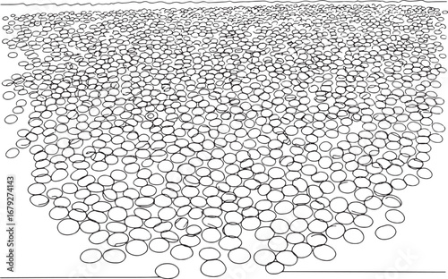 Abstract minimalist pattern, endless field of circles, graphic d