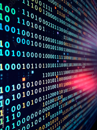 A stream of binary matrix code on the screen. numbers of the computer matrix. .