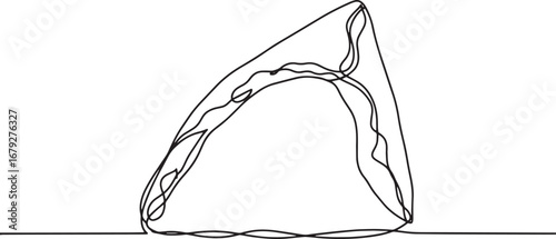 Elegant single continuous line drawing of a savory triangular pa