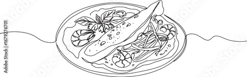 Elegant continuous line drawing illustrating vibrant vietnamese