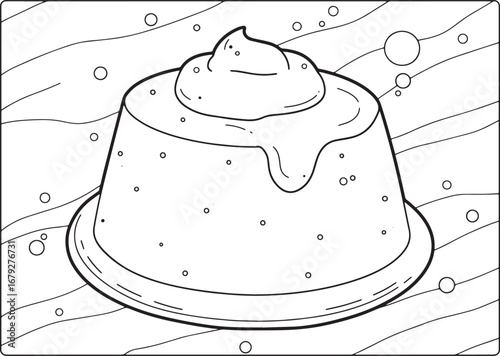 Delicious panna cotta dessert illustration with creamy topping a