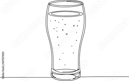 Continuous line drawing of a refreshing cider glass illustration