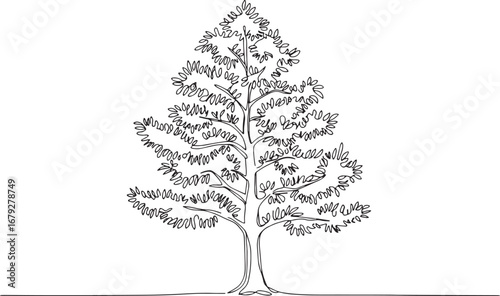 Minimalist Line Drawing of a Tree, Symbolizing Nature and Growth