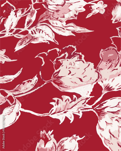 Big flowers pattern, upscale floral pattern. graphical textures floral, trendy colors pattern , flowers background with leaves. vector illustration