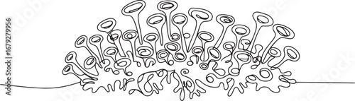 Monochrome line drawing depicting conceptual visualization of a