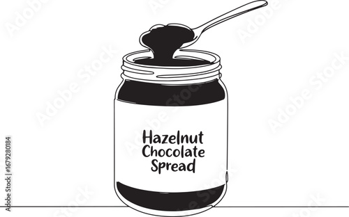 Delightful hazelnut chocolate spread illustration in a jar with