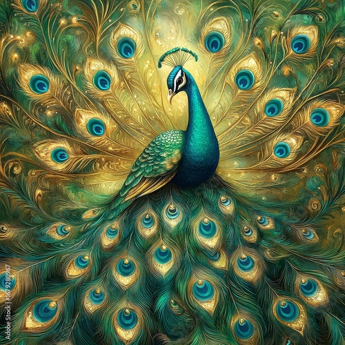 Vibrant peacock with colorful feathers