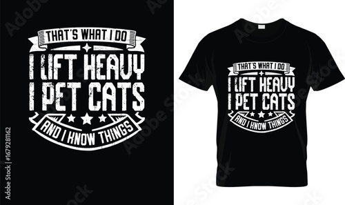 I Lift Heavy I Pet Cats Funny Weightlifting T-Shirt – Gym Workout Fitness Cat Lover Tee