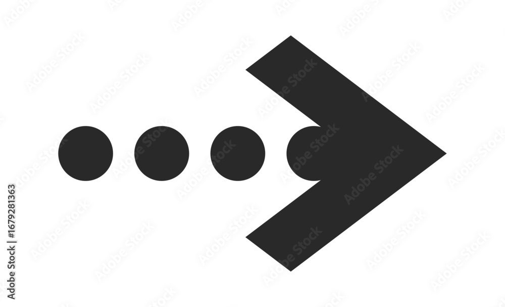 Obraz premium Dotted arrow solid black arrowhead