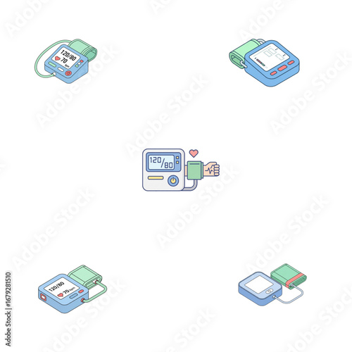 Glucometer collage, portable devices for measuring blood sugar levels.