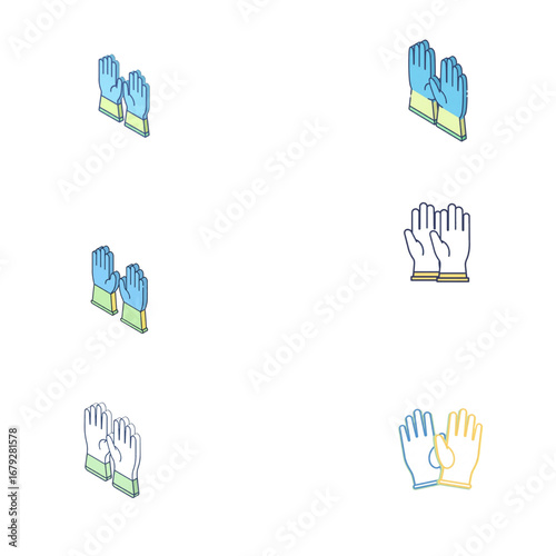 Disposable gloves collage, protective medical gloves for safety and hygiene.