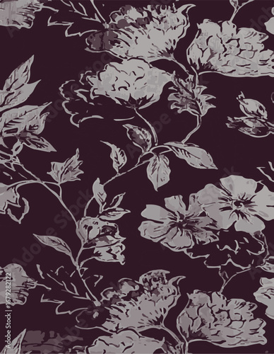 Big flowers pattern, upscale floral pattern. graphical textures floral, trendy colors pattern , flowers background with leaves. vector illustration