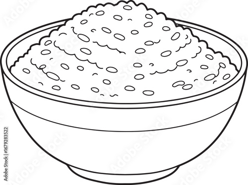 Delightful drawing of a bowl filled with fluffy grains, excellen