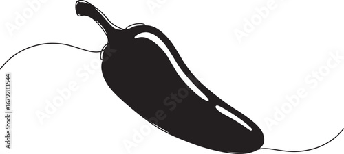 Single continuous line illustration of a fresh green jalapeno pe