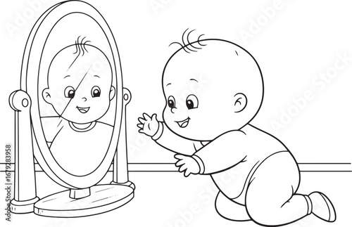 Captivating line art: A curious baby's first encounter with thei