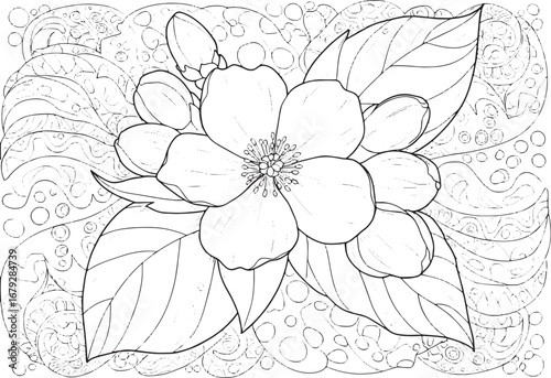 Detailed Jasmine Flower Illustration with Abstract Background El