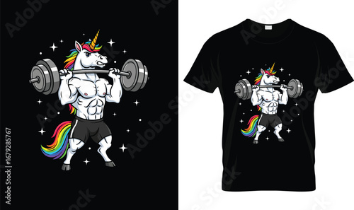 Funny Unicorn Weightlifting T-Shirt – Colorful Gym Workout Fitness Tee for Powerlifters
