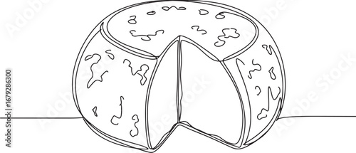 Minimalist line art illustration of a ricotta cheese wheel with