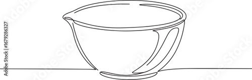 Single line illustration of a kitchen mixing bowl for culinary a