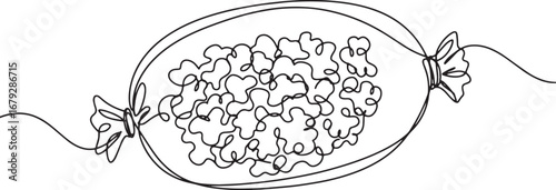 Continuous line drawing of haggis, a scottish dish, isolated on