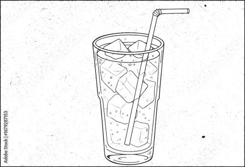 Detailed cocktail illustration for coloring book with ornate bac