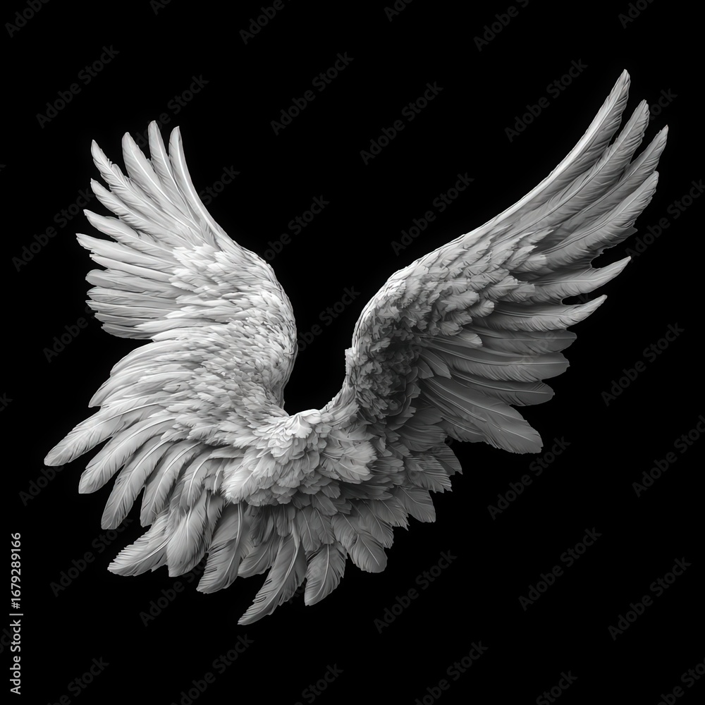 Obraz premium White Angel Wings Isolated on Black Background