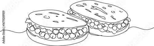 Minimalist depiction of caribbean doubles street food in single