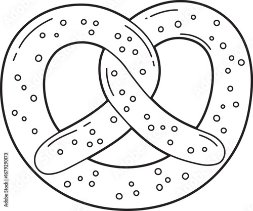 Minimalist pretzel illustration with salt granules outline for c