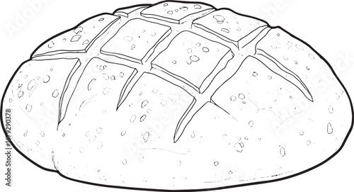 Artistic rendition of rustic rye bread with decorative flourish