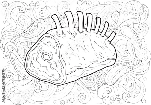 Detailed Lamb Rack Illustration for Culinary or Creative Project