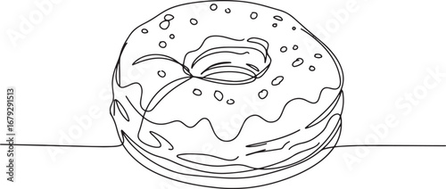 Elegant line drawing of a delicious cronut with icing and sprink