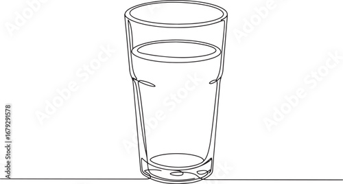 Elegant monochrome linear drawing depicting a refreshing glass o
