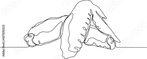 Continuous line drawing illustration of tasty fried chicken wing
