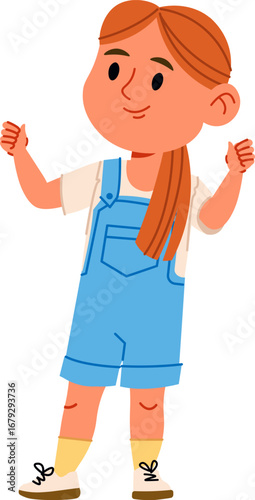 Girl in Overalls Smiling