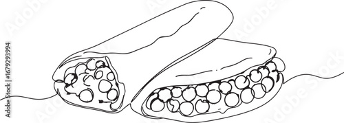 Hand-drawn illustration of Trinidadian Doubles, a popular street