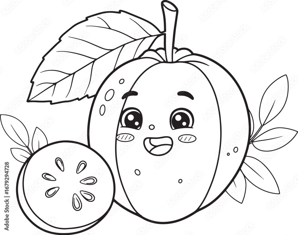 Obraz premium Naranjilla Illustration for Coloring Book with Smiling Face and
