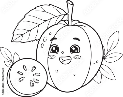 Naranjilla Illustration for Coloring Book with Smiling Face and
