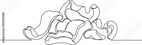 Minimalist line art illustration of a pile of pork rinds against