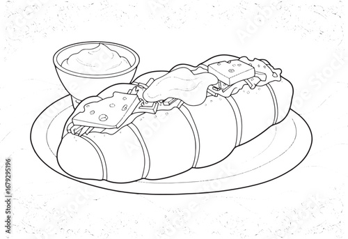 Detailed Line Art Illustration of L