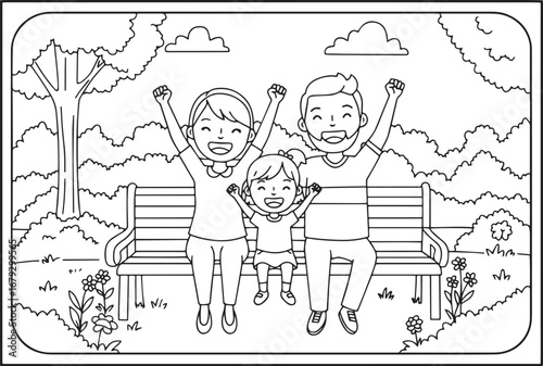 Joyful family celebrating together in a park illustration for co