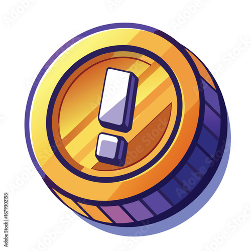 An isolated graphic of a coin with an exclamation mark, representing a financial warning, an alert, or an important notice. Use for fraud alerts or account notifications.
