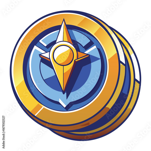 An isolated graphic of a coin with a location pin, symbolizing local currency, financial locations, or local payments. Great for apps that help users find ATMs or banks.