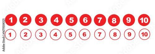 Bullet Points icon set in line style, Simple round numbers in flat style, Set of 1-10 numbers simple black symbol sign for apps, UI, and website, vector illustration.