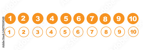 Bullet Points icon set in line style, Simple round numbers in flat style, Set of 1-10 numbers simple black symbol sign for apps, UI, and website, vector illustration.