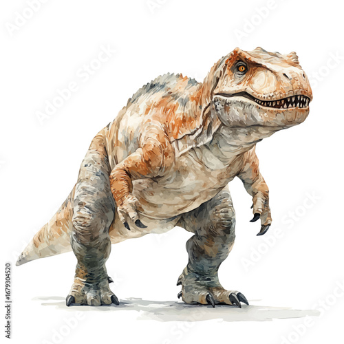 Giganotosaurus, watercolor illustration vector, isolated on a white background.