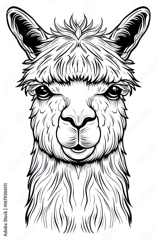 Obraz premium PNG Line alpaca tattoo flat illustration illustrated wildlife drawing.